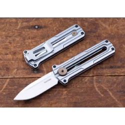 Couteau Kershaw Cybernet Manual OTF Lame Acier D2 Spear Point Manche Acier Slide Lock Clip KS2046 - Livraison Gratuite