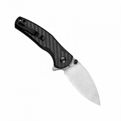 Couteau Kizer Mini Grouper Manche Fibre de Carbone Lame Acier Nitro-V Satin Button Lock Clip IKBS KIV3669A1 - Livraison Gratuite