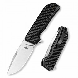 Couteau Kizer Nice Guy Black Manche G10/Carbon Fiber Lame Acier 154CM SW IKBS Linerlock Clip KIV3011C1 - Livraison Gratuite