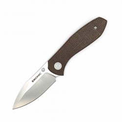 Couteau EIKONIC Kasador Brown Lame Acier D2 Satin Manche Micarta IKBS Liner Lock Clip EKC331SBR - Livraison Gratuite