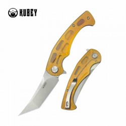 Couteau Kubey Scimitar Yellow Manche Ultem Lame Tanto Acier 14C28N IKBS Linerlock Clip KUB175C - Livraison Gratuite