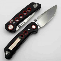 Couteau Reate Knives PL-XT Black/Red Manche Micarta Lame Acier Nitro-V BLK IKBS Pivot Lock Clip REA139 - Livraison Gratuite