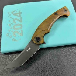 Couteau Kubey Scimitar Yellow Manche Ultem Lame Tanto Acier 14C28N BLK IKBS Linerlock Clip KUB175D - Livraison Gratuite