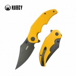 Couteau Kubey Ceto Camping Yellow Manche G-10 Lame Acier 14C28N Blackwash IKBS Linerlock Clip KUB181G - Livraison Gratuite