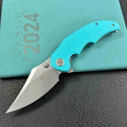 Couteau Kubey Ceto Camping Tiffany Blue Manche G-10 Lame Acier 14C28N SW IKBS Linerlock Clip KUB181B - Livraison Gratuite