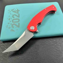 Couteau Kubey Scimitar Red Manche G10 Lame Tanto Acier 14C28N BLK IKBS Linerlock Clip KUB175E - Livraison Gratuite