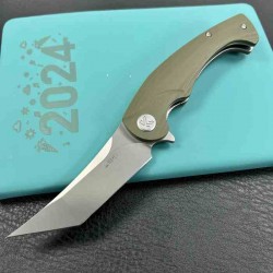 Couteau Kubey Scimitar Green Manche G10 Lame Tanto Acier 14C28N IKBS Linerlock Clip KUB175A - Livraison Gratuite