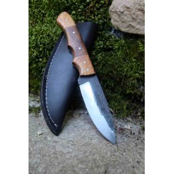 Bushcraft Couteau de Chasse Lame Acier Carbone 1075 Manche Bois Etui Simili Cuir Artisanat - Livraison Gratuite