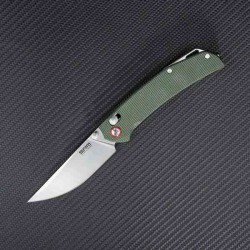 Couteau SRM Knives 411L-MG Green Manche Micarta Lame Acier 14C28N IKBS Ambi Lock Clip SRM411LMG - Livraison Gratuite