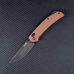 Couteau SRM Knives 411L-MN Dark Earth Manche Micarta Lame Acier 14C28N IKBS Ambi Lock Clip SRM411LMN - Livraison Gratuite