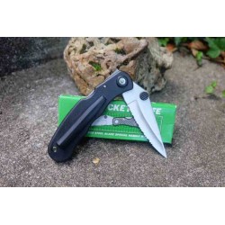 Couteau Tactical EDC Lame Serrated Acier Inox Manche FRN Locback CLip TacticalF125 - Livraison Gratuite