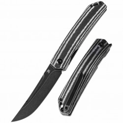 Couteau Kansept Hazakura Black/White Lame Trailing Point Acier 154CM Blk Manche Micarta IKBS Clip KT1019C4 - Livraison Gratuite