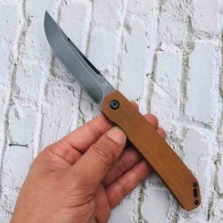 Couteau Kansept Hazakura Brown Lame Trailing Point Acier 154CM Blk Manche Micarta IKBS Clip KT1019C5 - Livraison Gratuite