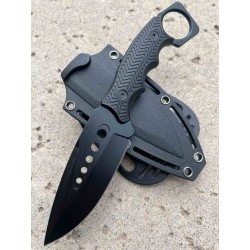 Couteau Elitedge Tactical Black Lame Acier 420C Manche Synthetic Etui Plastic EE20677BK - Livraison Gratuite