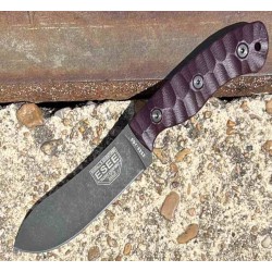 Couteau ESEE JG5-LM Camp-Lore Burgundy Lame Acier Carbone 1095 Manche Micarta Etui Cuir Made USA ESJG5LM - Livraison Gratuite