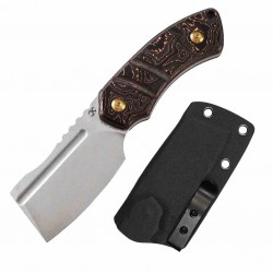 Couteau Kansept Korvid S Lame Acier 14C28N Stonewash Cleaver Manche Copper CF Etui Kydex KG2030A7 - Livraison Gratuite