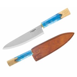 Couteau Condor Shefu Kitchen Gyuto Lame Acier 440C Manche Epoxy & Hickory Etui Cuir Salvador CTK500278R - Livraison Gratuite