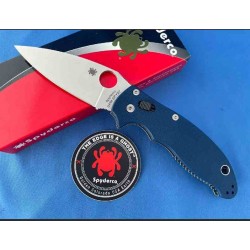 Couteau Spyderco Manix 2 Cobalt Blue G10 Lame Acier CPM-SPY27 Satin Ball Bearing Lock USA SC101GPCBL2 - Livraison Gratuite