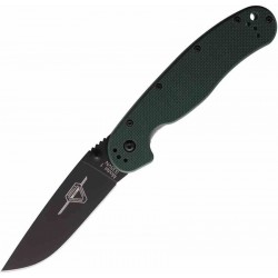 Couteau Ontario RAT 1 Green Lame Acier S35VN Black Manche G10 Linerlock Clip ON8991 - Livraison Gratuite