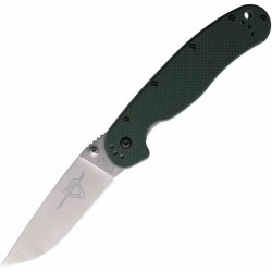 Couteau Ontario RAT 1 Green Lame Acier S35VN Stonewash Manche G10 Linerlock Clip ON8992 - Livraison Gratuite