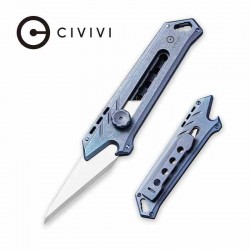 Couteau Civivi Mandate Utility 3 Lames Acier 9Cr18MoV + 1 Damas Manche Blue Titane Clip Titane CIVC2007B - Livraison Gratuite