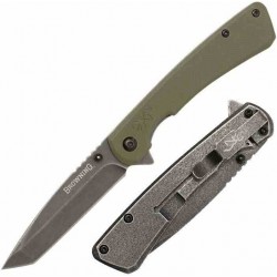 Couteau Browning Branded Rock OD Green Manche G10 Handle Lame Tanto Acier 7Cr17MoV Framelock Clip BR0507 - Livraison Gratuite