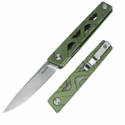 Couteau Ruike P878 Green Lame Acier 14C28N Manche Aluminium IKBS Linerlock Clip RKEP878AG - Livraison Gratuite