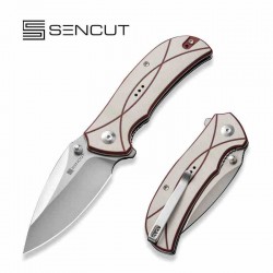 Couteau Sencut Hyrax Red/Ivory Manche G10 Lame Acier 9Cr18MoV Satin IKBS Linerlock Clip S230973 - Livraison Gratuite