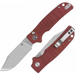 Couteau QSP Kali Dark Red Manche G10 Lame Acier 14C28N SW IKBS Button Lock Clip QS159A1 - Livraison Gratuite