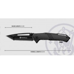 Couteau Smith&Wesson Extreme Ops Tanto Lame Acier 7Cr13 Black Manche Aluminium Clip Linerlock SW1205907 - Livraison Gratuite