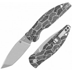 Couteau QSP Turtle Punk Black/White G10 Lame Tanto Acier 14C28N IKBS Linerlock CLip QS158B1 - Livraison Gratuite