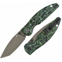 Couteau QSP Turtle Punk Black/Green G10 Lame Tanto Acier 14C28N IKBS Linerlock CLip QS158C2 - Livraison Gratuite