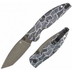 Couteau QSP Turtle Punk Black/White G10 Lame Tanto Acier 14C28N IKBS Linerlock CLip QS158B2 - Livraison Gratuite