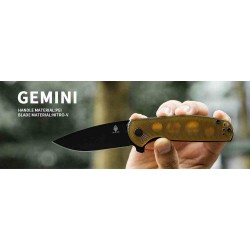 Couteau Kizer Gemini Ultem Lame Acier Nitro-V Black IKBS Liner Lock Clip KIV3471A3 - Livraison Gratuite