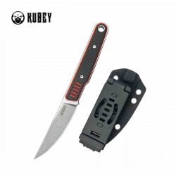 Couteau Kubey JL Kwaiken Fixie Red Black G-10 Lame Acier 14C28N Beadblast Etui Kydex KUB355A - Livraison Gratuite