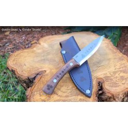 Couteau Condor Druid Scandi Lame Acier Carbone 1095 Manche Noyer Etui Cuir Made Salvador CTK397445HC - Livraison Gratuite