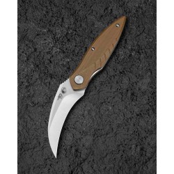 Couteau BESTECH MANTIDAE Brown Manche G10 Lame Acier 14C28N Hawkbill IKBS Linerlock Clip BTKG60B - Livraison Gratuite