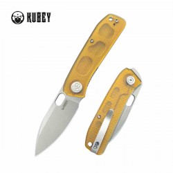 Couteau Kubey Hyde Yellow Manche Ultem Lame Acier Sandvik 14C28N IKBS Linelock Clip KUB2104I - Livraison Gratuite