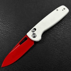 Couteau Kubey Bluff White Manche G10 Lame Acier 14C28N Red Axis lock Clip KUB248B - Livraison Gratuite