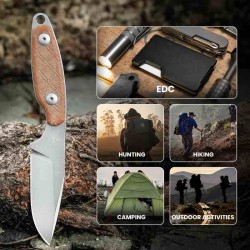 Couteau Kizer Muskrat Brown Manche Micarta Lame Acier 154CM Etui Kydex KI1064C1 - Livraison Gratuite