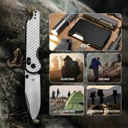 Couteau Kizer Assassin Silver&Black Lame Acier Nitro V Manche G10/FCarbone Clutch Lock Clip KIV3549A3 - Livraison Gratuite