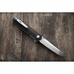 Couteau Win+ Black Manche G10 Lame Tanto Acier D2 Satin Linerlock Clip WPK3395GB - Livraison Gratuite