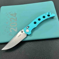 Couteau Kubey Hound Tiffany Blue Manche G-10 Lame Acier 14C28N Crossbar Lock Clip KUB172C - Livraison Gratuite