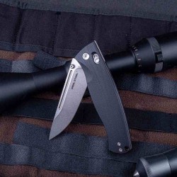 Couteau Real Steel Pathfinder Black Manche G10 Lame Drop Point Acier 14C28N Slide Lock Clip RS7851BS - Livraison Gratuite