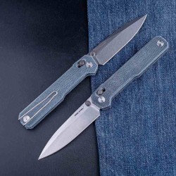 Couteau Real Steel Perix Denim Manche Micarta Lame Acier Nitro-V Crossbar Lock Clip RS7121DM - Livraison Gratuite