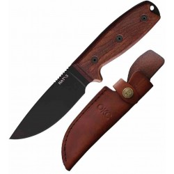 Couteau Bushcraft Ontario Rat-3 Wood Lame Acier Carbone Manche Bois Etui Cuir Made USA ON8675 - Livraison Gratuite