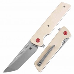 Couteau Kansept Anomaly Ivory Manche G10 Lame Tanto Acier CPM-S35VN Satin IKBS Liner Lock Clip K2038T5 - Livraison Gratuite