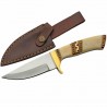 Couteau de Chasse Survie Manche Os Lame Acier Inox Etui CUir PA203495 - Livraison Gratuite