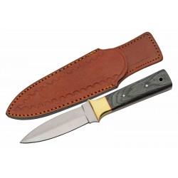 Poignard Couteau de Botte Boot Knife Lame Acier Inox Manche Bois Etui Cuir PA203493 - Livraison Gratuite