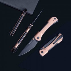 Couteau Real Steel Sylph Copper Manche Cuivre Lame Acier Nitro-V Black PVD Liner Lock Clip RS7141GB - Livraison Gratuite